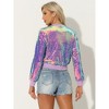 INSPIRE CHIC Women's Sequin Long Sleeve Glitter Shiny Party Bomber Jacket - 4 of 4