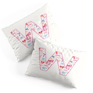 Deny Designs Standard April Lane Art Fancy Bow Monogram W Microfiber Printed Pillow Sham - 1 of 3