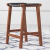 Genuine Leather Barstool with Wood Base and Upholstered Seat, Mid-Century Modern Design for Kitchen or Home Bar - 4 of 4