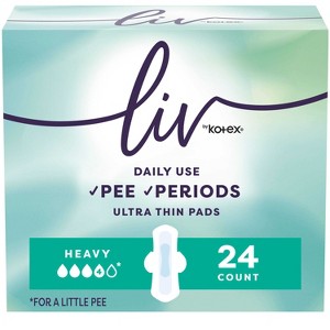 Liv by Kotex Period & Pee Heavy Absorbency Ultra Thin Pads - 24ct - 1 of 4