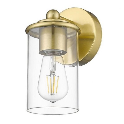 Luxe Gold Dimmable Cylinder Wall Sconce with Clear Glass