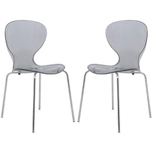 LeisureMod Oyster Modern Transparent Acrylic Dining Side Chair, Set of 2 - 1 of 4