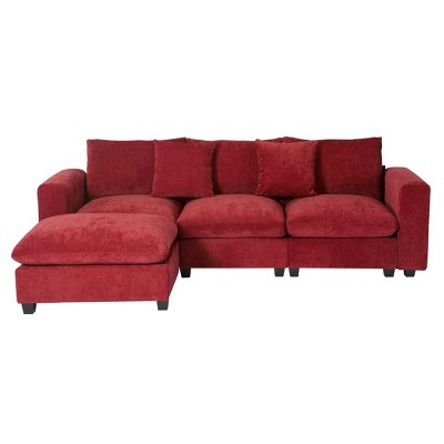 WestinTrends Augusta 99" Modular Chenille L-Shaped Sectional Sofa and Chaise With USB/Type-C Ports and Side Pockets