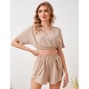 Women's 2 Piece Outfits Summer V Neck Short Sleeve Crop Top and High Waist Shorts - 3 of 4