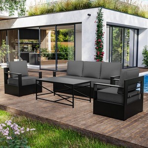 UPTIOT 4-Piece Outdoor Patio Conversation Set - 1 of 4