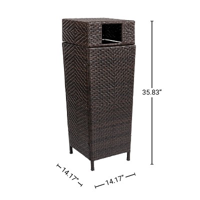 Keaton Brown 24.13-Gallon Wicker and Metal Outdoor Trash Can