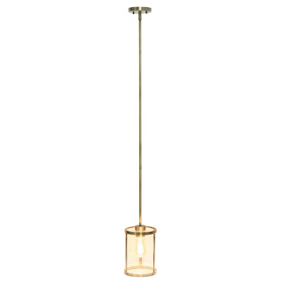 Antique Brass Farmhouse 55" Adjustable Clear Glass Pendant Light