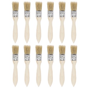 Unique Bargains Bristle Wall Treatment Tool Paint Brush with Wooden Handle 12 Pcs - 1 of 4