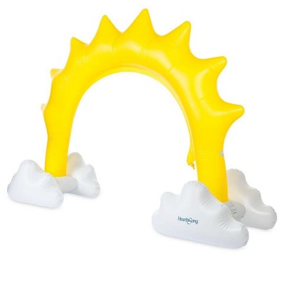 HearthSong Inflatable Sunshine Sprinkler for Kids, with Pockets to Hold Water or Sand for Stability