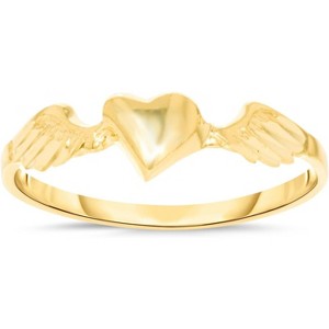10k Yellow Gold 5.5mm Flying Heart Wings Filigree Ring - 1 of 4