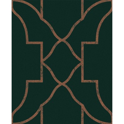 Versailles Emerald Green and Copper Geometric Paste the Wall Wallpaper