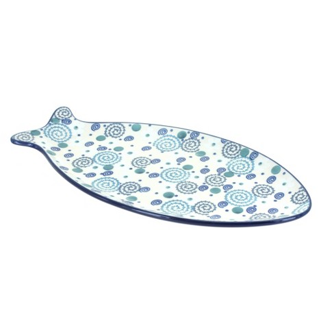 Blue Rose Polish Pottery Bubbles Medium Fish Platter