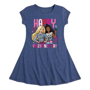 Girls' - Barbie - Happy Valentine's Day Fit & Flair Cap Sleeve Dress - 1 of 3