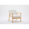 CAVINAS Linen Accent Chair with High Backrest and Solid Wood Arms,Cozy Upholstered Living Room Chairs,Reading Chairs for Living Room - 3 of 4