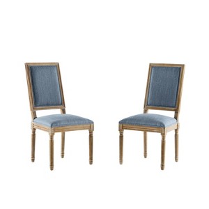 Lyngins French Country Dining Chairs with High Backrest,Upholstered Kitchen Chairs Set of 2 with Wood Legs,Polyester Chairs for Dining Room,Kitchen - 1 of 4
