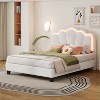 CAVINAS Twin/Full Size Upholstered Platform Bed Frame with Flower-Shaped Headboard & LED Lights,No Box Spring Needed - 2 of 4