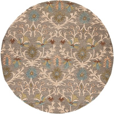 Cambridge 4' Round Ivory and Moss Hand-Tufted Wool Rug