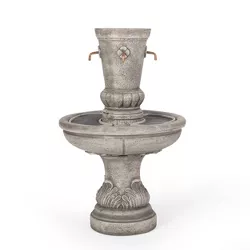Frederick Outdoor 4 Spout Fountain - Light Brown - Christopher Knight Home