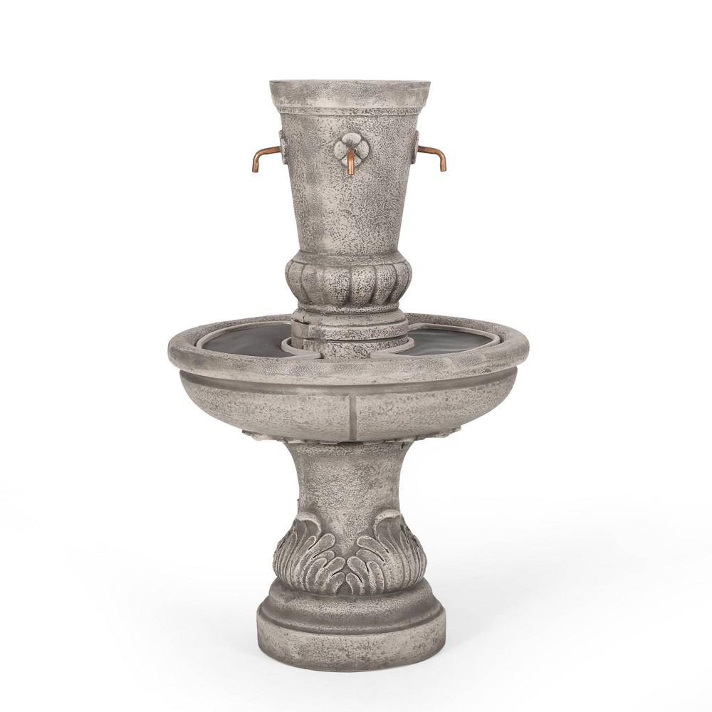Photos - Fountain Pumps Frederick Outdoor 4 Spout Fountain - Light Brown - Christopher Knight Home