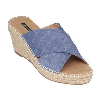 GC Shoes Darline Cross Strap Espadrille Comfort Slide Wedge Sandals