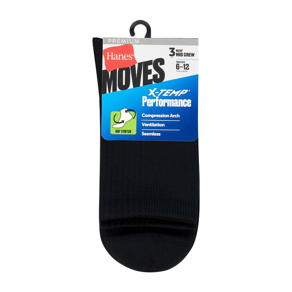 Hanes Men's Stretch Crew Socks 3pk - thumbnail 2