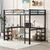 ALEXOUN Heavy Duty Metal Full Size Loft Bed,with L-Shape Desk and Storage Shelves,Ladder for Teens,or Bedroom, Dorm,Apartment Space-Saving Black - 2 of 4