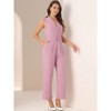 INSPIRE CHIC Women's Casual Sleeveless Shawl Collar Office Belted Cropped Jumpsuit - 2 of 4