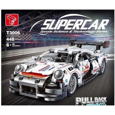 MPM Super Car White Technical Part Model Car Decoration Gift Building Blocks, 448PCS, Promote Child's Hand-Eye Coordination, Divergent Thinking,