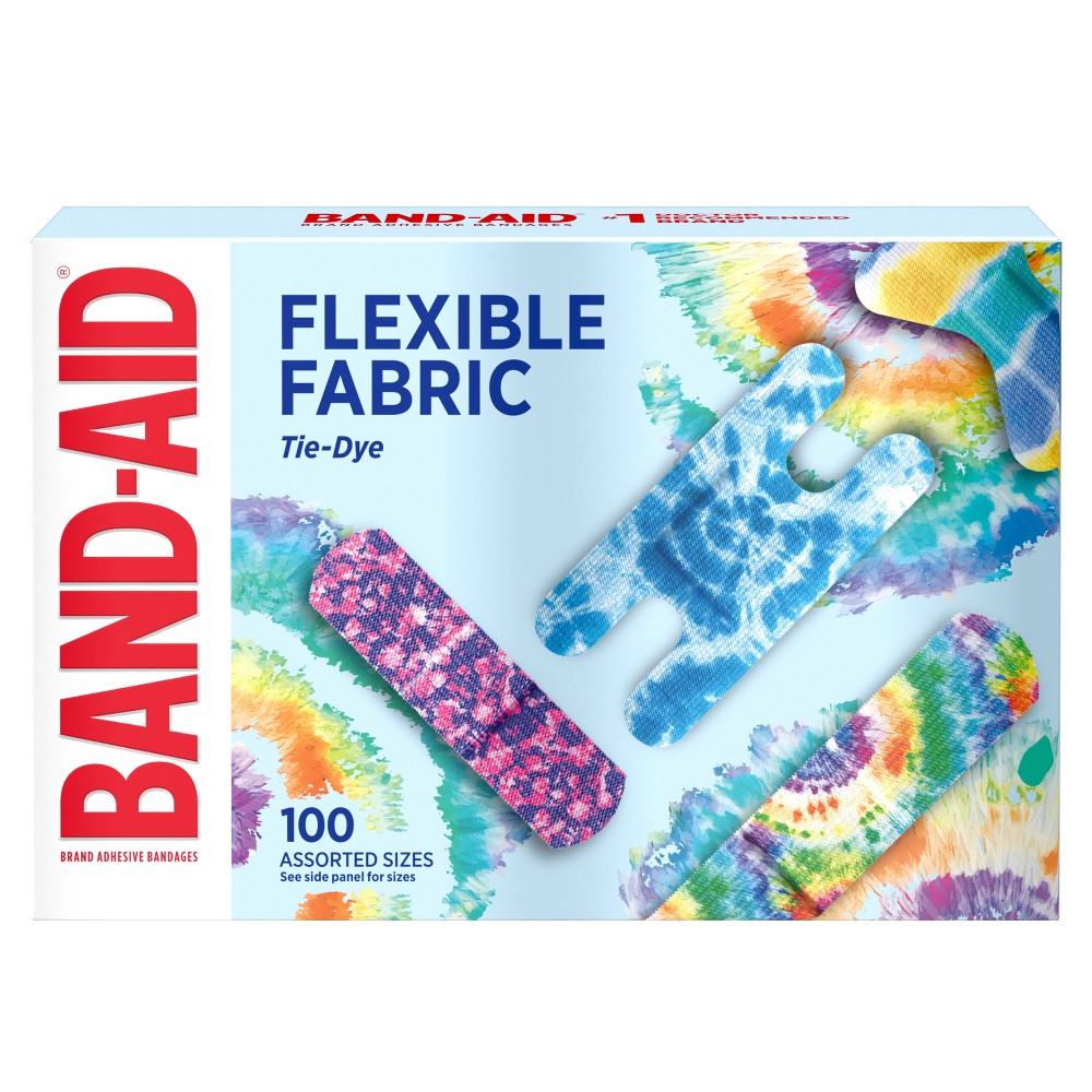 Band-Aid Brand Adhesive Flexible Fabric Tie Dye Bandages - 100ct