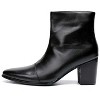 Santimon Men's Black Patent Chelsea Boots - Mid Calf Dress Boots with Side Zipper Black - 4 of 4