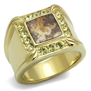 Slickblue Men's Stainless Steel Ring, Gold Ion Plating, Oligoclase Center, Fashion Band, Brown Quartz, Sizes 8-13 - 1 of 4