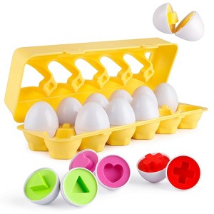 Chaokws Matching Eggs 12 pcs Set Color & Shape Recoginition Sorter Puzzle for Travel Game Early Learning Educational Gift - 1 of 4