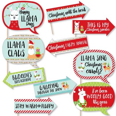 Big Dot of Happiness Funny Fa La Llama - Christmas and Holiday Party Photo Booth Props Kit - 10 Piece