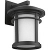 Progress Lighting Wish Collection 1-Light Outdoor Wall Lantern in Black Porcelain with Etched Umber Linen Glass Shade - 4 of 4
