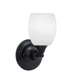 Toltec Lighting Any 1 - Light Sconce in  Matte Black with 5" White Linen  Shade - 1 of 1