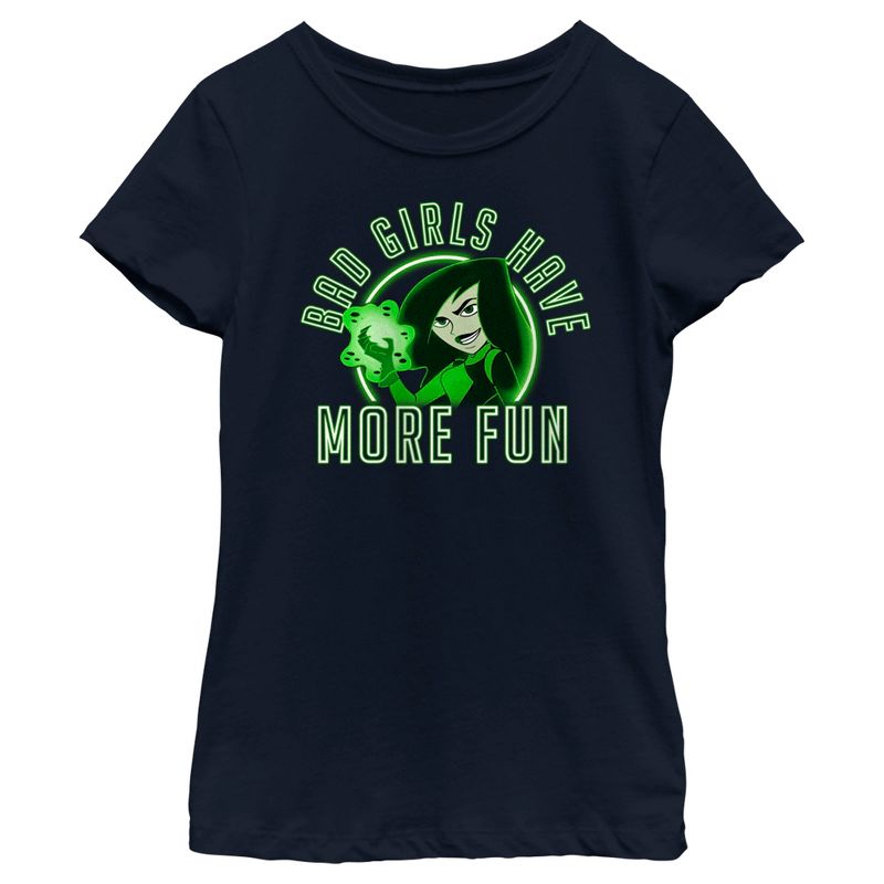 Girl's Kim Possible Neon Green Shego T-Shirt, 1 of 5