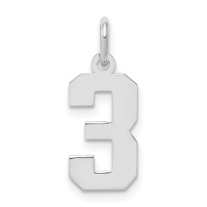 Black Bow Jewelry Sterling Silver, Athletic Collection, Small Polished Number 3 Pendant - 1 of 4