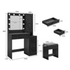 Makeup Vanity Desk with Mirror, Outlet, Jewelry Cabinet & Stool, 3 Lighting Colors - 2 of 4