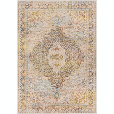 Mark & Day Tseri 5'3"x7' Rectangle Woven Indoor Area Rugs Camel: Stain-Resistant, Pet Friendly, Traditional Medallion Design