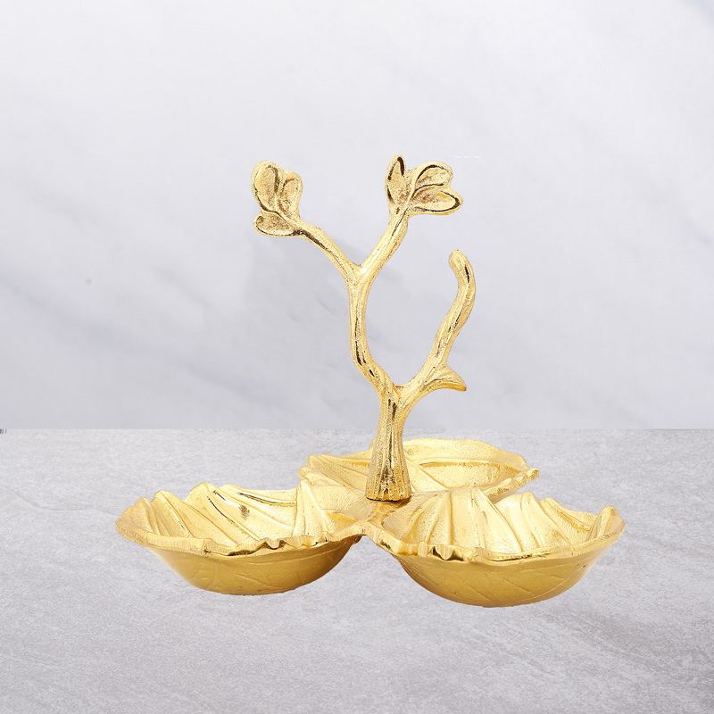 Classic Touch Gold Leaf 3 Sectional Relish Dish, 3 of 4