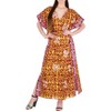 LA LEELA Women's Summer Batik Caftan Long Loungewear Dashiki House Dress V Neck Kaftan Sleepwear for Women Nightgown Plus size 3X-4X Yellow, Floral - 2 of 4