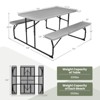 Gymax Folding Picnic Table and Bench Set w/ Wood Grain for Adults Indoor & Outdoor Steel Frame Collapsible Camping Table Black/White/Grey - 4 of 4