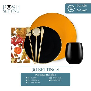 Posh Setting Orange, Black & Gold Disposable Dinnerware Bundle - Organic (30 Settings) - 1 of 2