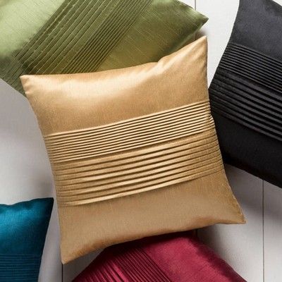 Bright Red Pleated Polyester Square Accent Pillow