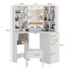 Corner Makeup Vanity Desk with Lighted Mirror, White Vanity Set, 3 Lighting Modes - 2 of 4