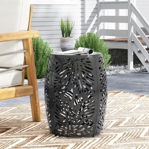 CAVINAS 20.5"Hollow Open Curved Outdoor End Table,Barrel Side Table for Poolside,Porch&Living Room,Outdoor Furniture,Indoor&Outdoor Table - 1 of 4