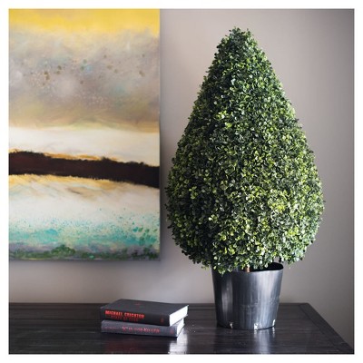 Elegant 37" UV-Resistant Plastic Boxwood Topiary in Teardrop Design