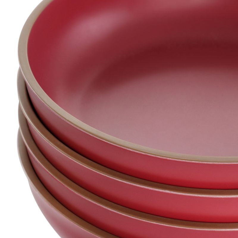Gibson Home Rockabye 4 Piece Melamine Dinner Bowl Set in Dark Pink, 2 of 8