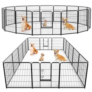 Musment Dog Playpen Indoor Fence 16Panel 40" Height Metal Exercise Pen with Door Small Puppy/Medium/Large Dogs Animal Pet for Outdoor, Garden, Yard - 1 of 4