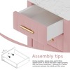 LIVAREEmlen Upholstered Wooden Nightstand with 3 Drawers and Metal Legs&Handles, Bedside Table with Marbling Stickers Worktop, Pink - 3 of 4